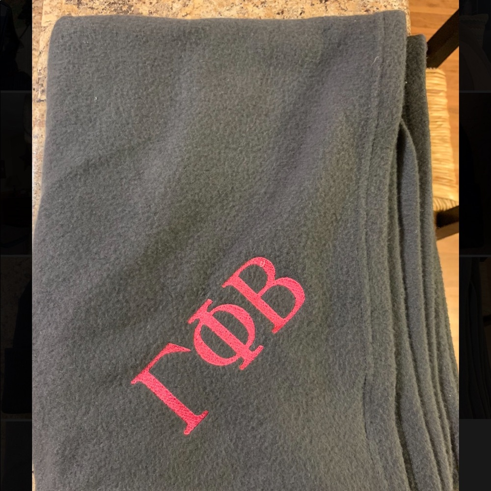 Gamma Phi Beta embroidered blanket